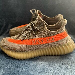 Men’s Gray and Orange Yeezy Boost 350 Sneakers size 8